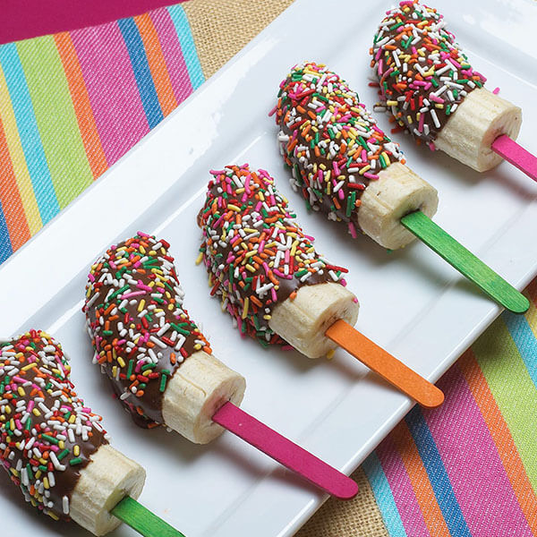 Frozen Chocolate Peanut Butter Banana Pops / Frysta bananklubbor med choklad och jordnötssmör